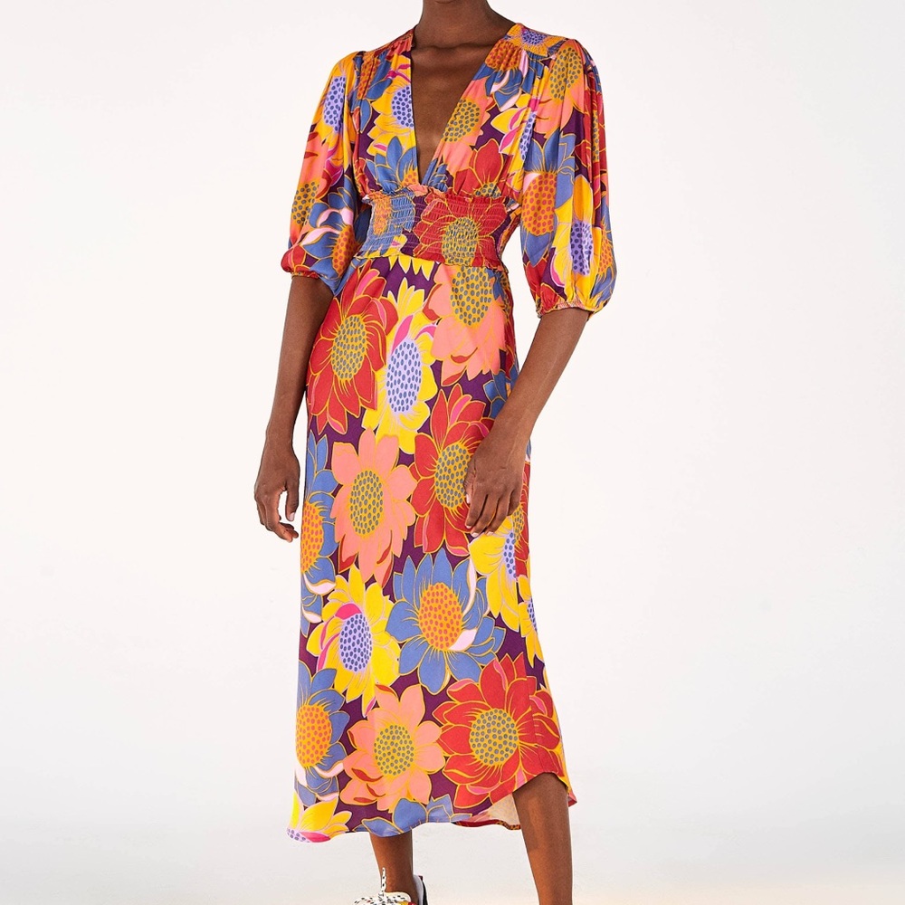 FARM Rio Vibrant Floral Midi Dress
